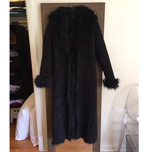 Bebe long black faux shearling coat